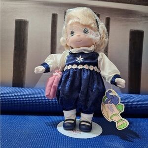 Precious Moments Blonde Doll in Blue Dress